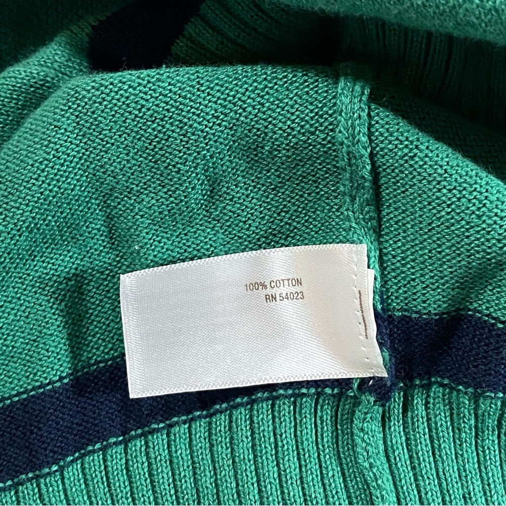 Old Navy 1/4 Zip Green Striped Mock Neck Lightweight Sweater - Men’s Large - Picture 10 of 12